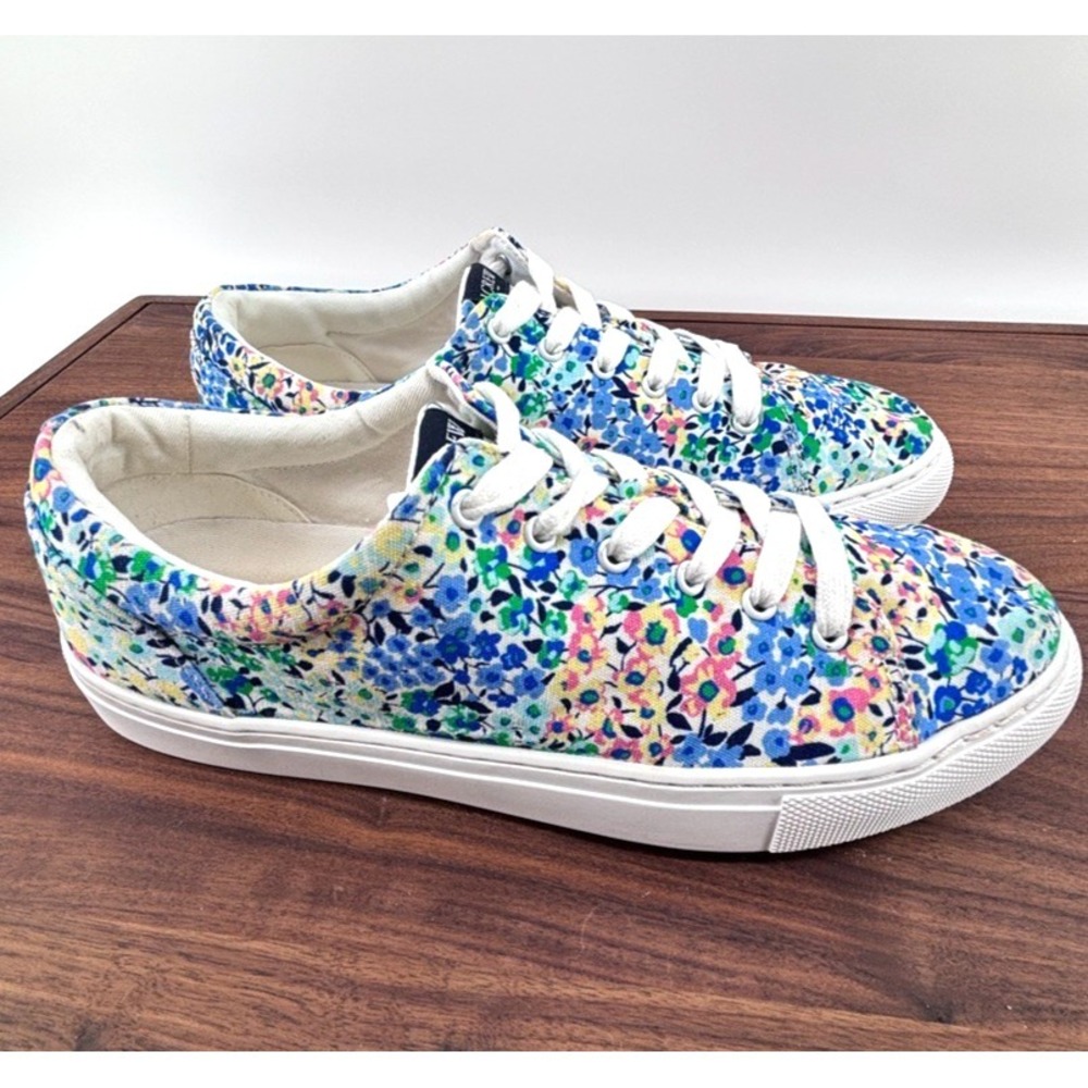 J.Crew Road Trip Floral Canvas Sneakers Sz 8.5M Lace Up Cottagecore Coastal Prep